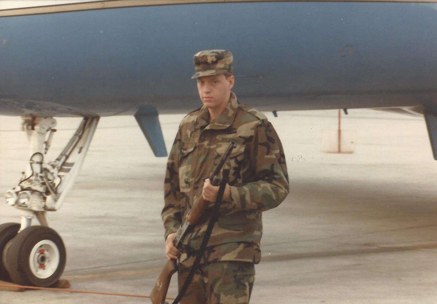 Michael shown guarding aircraft in Korea.
